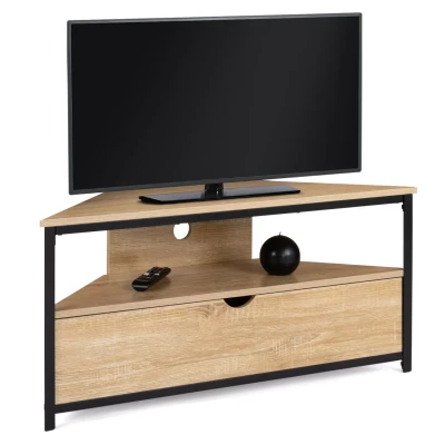 Afbeelding van Meuble TV d&#039;angle DETROIT avec placard design industriel 100 cm
