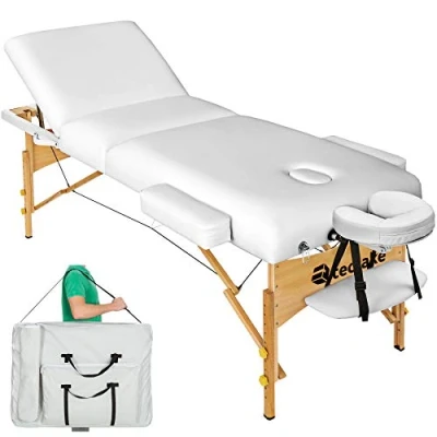 Afbeelding van tectake 400184 Massagetafel met 3 zones, matras 10 cm + tas, verschillende kleuren, wit