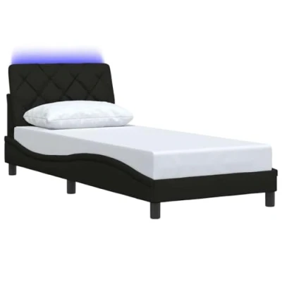 Afbeelding van vidaXL Bedframe met LED verlichting stof zwart 90x200 cm