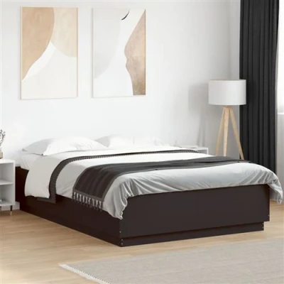 Afbeelding van vidaXL Bedframe met LED verlichting bewerkt hout zwart 160x200 cm