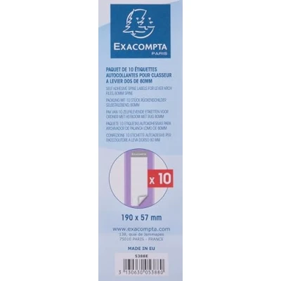 Image de Etiquettes Exacompta autocollantes pour Dos de classeurs à levier 80mm