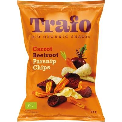 Afbeelding van Trafo Groentechips Wortel, Pastinaak &amp; Rode Biet 75GR