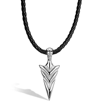 Afbeelding van SERASAR Lederen Halsband Man [Arrow] Zilver 60cm Premium Sieraden