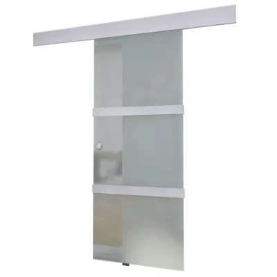 Afbeelding van Schuifdeur 178 cm glas en aluminium zilverkleurig