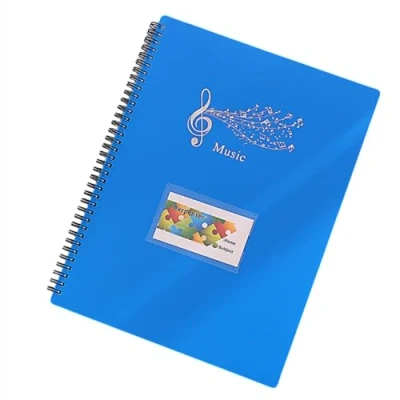 Afbeelding van CHUANGOU A4 map voor bladmuziek, DIN A4, muziekmap muziekbladen, 20 pagina&#039;s, papieren documentenhouder, kunststof (blauw)