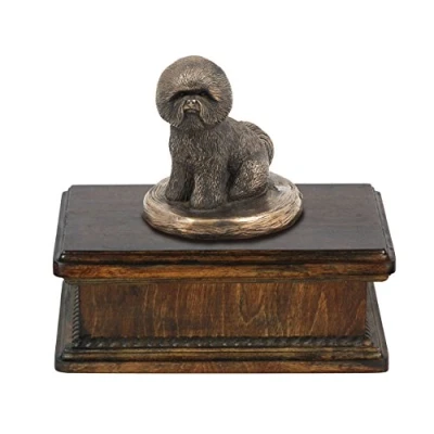 Afbeelding van Elegante urn hond voor hondenas met Bichon Frise beeldje