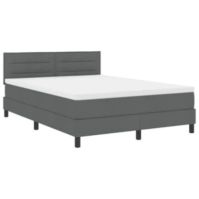 Afbeelding van vidaXL Boxspring Bed met Matras &amp; LED Donkergrijs 140x190 cm Stof