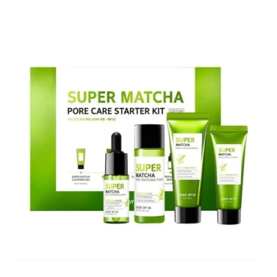 Afbeelding van SOMEBYMI Super Matcha Pore Care starterset, reinigingsgel, 42 ml, kleimasker g, toner 30 serum 10 Koreaanse cosmetica, K beauty, dagelijkse huidverzorging