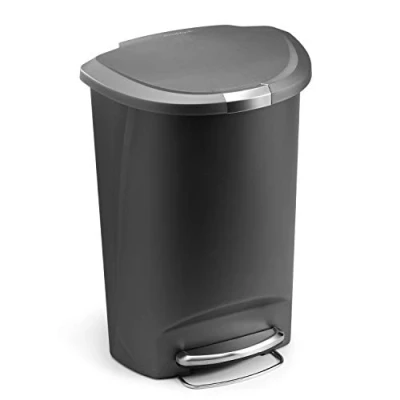 Afbeelding van Simplehuman Semi Round Prullenbak 50 l RVS Grijs