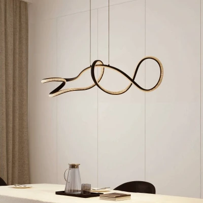 Afbeelding van Lucande LED hanglamp Rodado, zwart, 110 cm, aluminium