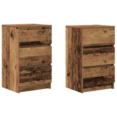 Afbeelding van vidaXL Nachtkastjes met 3 lades 2 st 39x35x65 cm oud hout