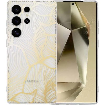 Afbeelding van imoshion hoesje Geschikt voor Samsung Galaxy S25 Ultra Siliconen Design Meerkleurig / Golden Leaves Transparant