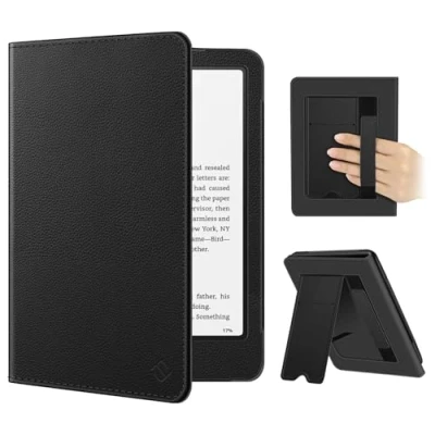 Afbeelding van Fintie Kindle Paperwhite 7 inch (12e generatie) 2024 en Colorsoft Signature Edition (1e generatie), beschermhoes met polsband automatische slaap /waakfunctie, zwart