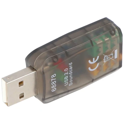 Afbeelding van USB 2.0 geluidskaart voor het aansluiten van microfoon en hoofdtelefoon