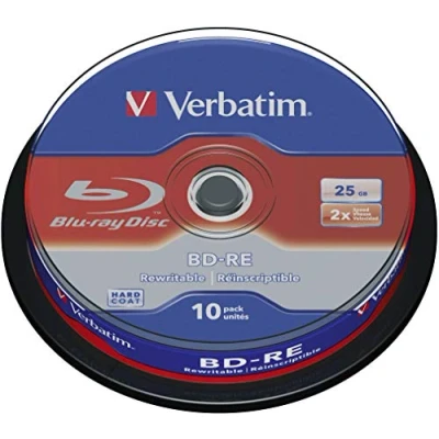 Image de Verbatim BD RE Lot de 10 disques Blu ray double couche 25 Go avec vitesse d&#039;écriture protection anti rayures