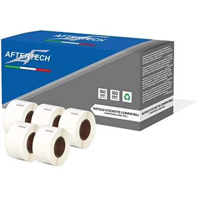 Afbeelding van Aftertech 5 x 99017 12,5 51 mm compatibele labelrollen (220 etiketten/rol = 1100 totaal) voor Dymo LabelWriter Seiko SLP labelprinter S0722460
