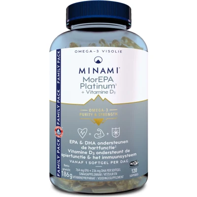 Afbeelding van Minami MorEPA platinum + vitamine D3 120 Softgels