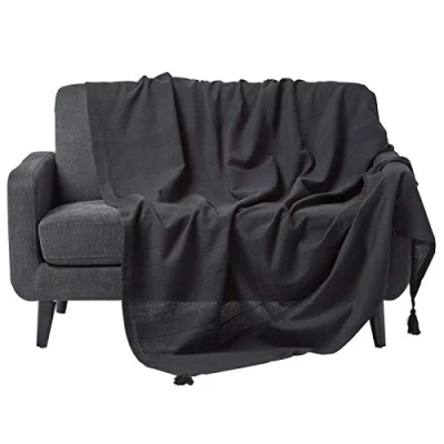 Afbeelding van Homescapes Rajput sprei, 100% katoen, zwart, 255 x 360 cm