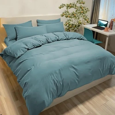 Afbeelding van Dekbedovertrek 135 x 200 cm met 1 kussensloop 50 80 cm, groen, beddengoed voor eenpersoonsbed, microvezel, Oeko Tex® gecertificeerd