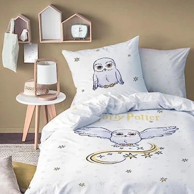 Afbeelding van Harry Potter beddengoed 135 x 200 cm + 80 Hedwig Uil artikel voor fans kinderen en tieners 100% katoen