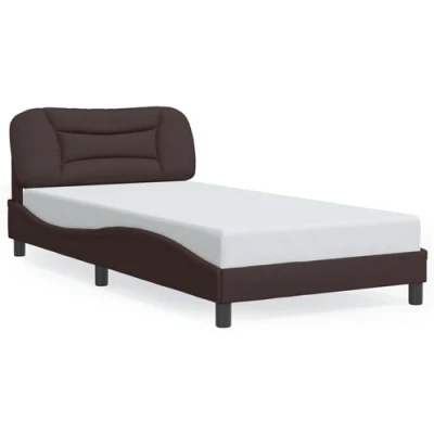 Image de vidaXL Cadre de lit avec lumières LED marron foncé 100x200 cm tissu