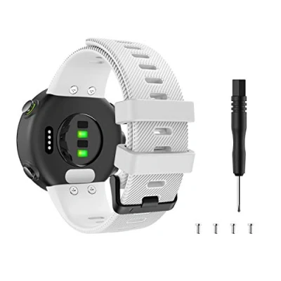 Afbeelding van MoKo Bandje compatibel met Garmin Forerunner 45/Swim 2, reserveband van siliconen voor horloges, wit