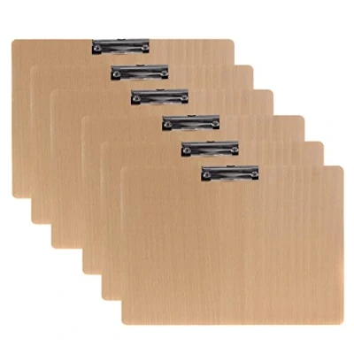 Afbeelding van 6 stuks klemborden van hout, A3, liggend formaat met klem, extra dik 4 mm, clipplanken voor schrijfpapier, memo mappen, klemplanken, ideaal dagelijks werk, stuks, TKD8009 A3 6X
