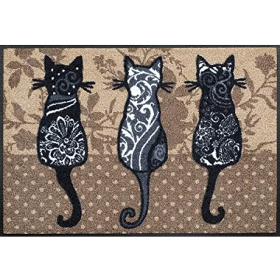 Afbeelding van Deurmat Wash&amp;Dry 50 x 75cm Kattenband