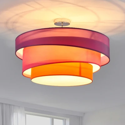 Afbeelding van Lindby plafondlamp 3lichts Stof, metaal H: 36.8 cm E27 violet, roze, oranje, chroom