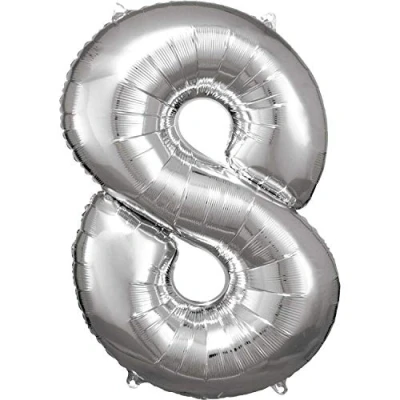 Afbeelding van Amscan Folieballon Cijfer 8 Junior 53 X 83 Cm Zilver