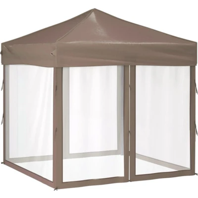 Afbeelding van Partytent inklapbaar met zijwanden 2x2 m taupe