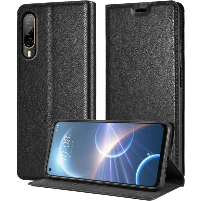 Afbeelding van Cadorabo Hoesje geschikt voor HTC Desire 22 PRO in ZWARTE NACHT Beschermhoes met magnetische sluiting, standfunctie en kaartvakje Book Case Cover Etui