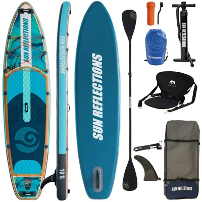 Afbeelding van CampSup Sun Reflections M 10&#039;8&quot; Combo Multifunctioneel opblaasbaar 2 in 1 SUP board met kajakzitting en dubbele peddel, compleet stand up paddleboard
