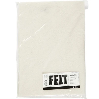 Afbeelding van Creotime Hobbyvilt A4 21 X 30 Cm Vilt Ivoorwit 10 Stuks