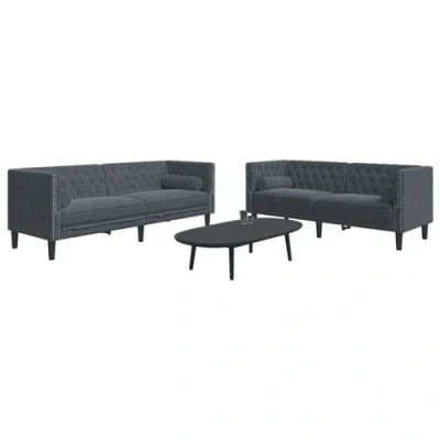 Image de vidaXL Ensemble de canapé Chesterfield et traversins 2 pcs gris foncé3209292