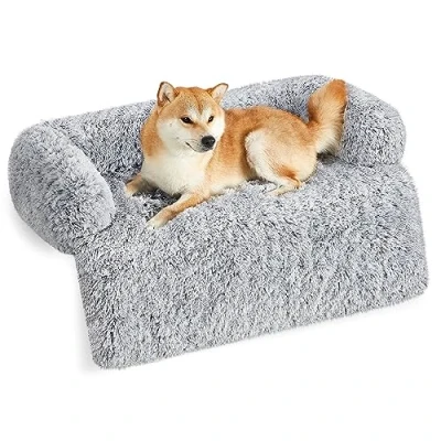 Afbeelding van Feandrea FluffyHug PGW223G01 Hondenbed, pluche hondendeken, bankbescherming voor honden, XL, middelgrote en grote 110 x 95 18 cm, schaduwgrijs