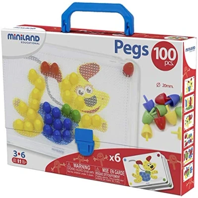 Afbeelding van Miniland Mosaic PEGS 20MM 100 Pieces Speelgoed voor kinderen, Maat: One Size, Multi color