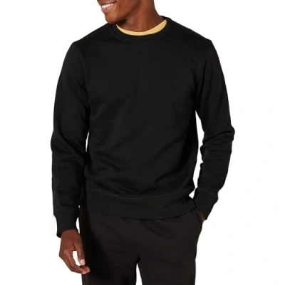 Image de Amazon Essentials Sweat shirt à col rond en polaire (grandes tailles disponibles) Men&#039;s, Noir, XS