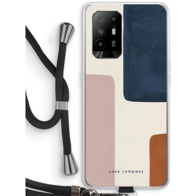 Afbeelding van Case Company® hoesje met Koord geschikt voor Oppo A94 5G Geo #5 Telefoonhoesje Zwart Bescherming aan alle Kanten en Over de Schermrand