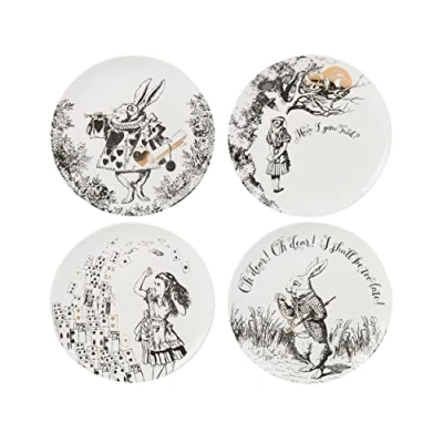 Afbeelding van Ontbijtbord, Set van 4 Stuks, Porselein, 20.5 cm V&amp;A Alice in Wonderland