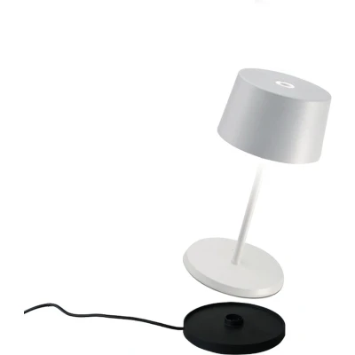 Afbeelding van Zafferano, Olivia Mini tafellamp, draagbaar, oplaadbaar, met touch bediening, geschikt voor woonkamer en buiten, dimmer 2700 3000 K, hoogte 22 cm, kleur wit