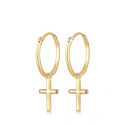 Afbeelding van Elli Oorbellen Dames Creoles Kruis Hanger Geloof in 925 Sterling Zilver