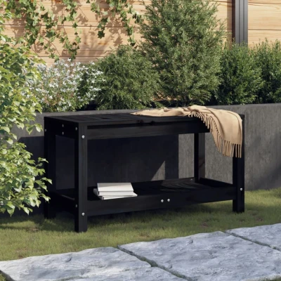 Afbeelding van Tuinbank 82,5x35x45 cm massief grenenhout zwart