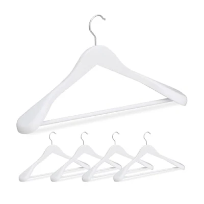 Afbeelding van Relaxdays kledinghangers set 5 stuks voor pakken brede schouder kleerhangers hout wit