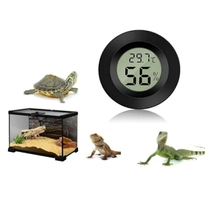 Afbeelding van digitale thermometer, hygrometer, voor reptielen en amfibieën, reptielenthermometer, hygrometer (zwart)