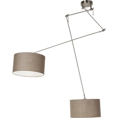 Afbeelding van QAZQA Smart hanglamp staal met kap 35 cm taupe incl. 2 Wifi A60 Blitz