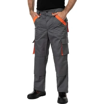 Afbeelding van MAZALAT werkkleding heren werkbroek, met kniezakken, werkkleding, grote maat S XXXL, cargo, multifunctionele zakken, Grijs/Oranje