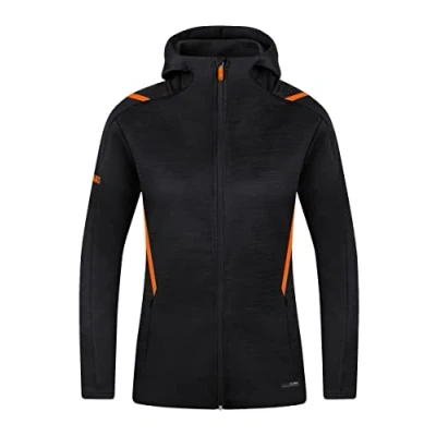 Afbeelding van Vrijetijdsvest met kap Challenge Zwart gemeleerd/fluo oranje / 42