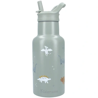 Afbeelding van Kidzroom Small Talk Drinkfles Groen 350ml Dino&#039;s Schoolbeker
