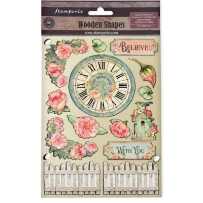 Afbeelding van Stamperia House of Roses A5 Colored Wooden Shape (KLSP181)